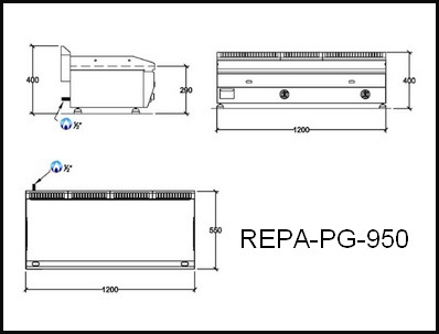 Dessin technique avec cotes en mm du REPA-PG-125