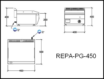 Dessin technique avec cotes en mm du REPA-PG-450